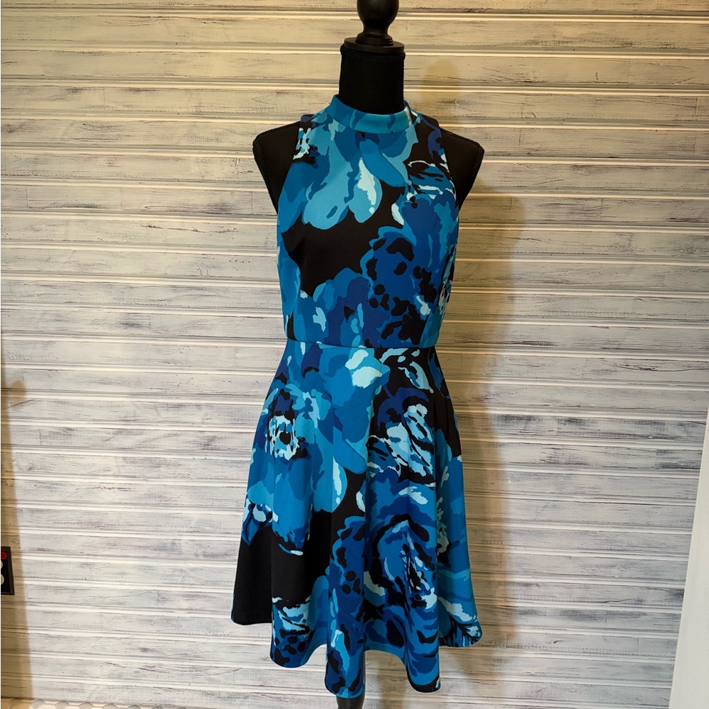 WHBM Elegant Blue Floral Dress